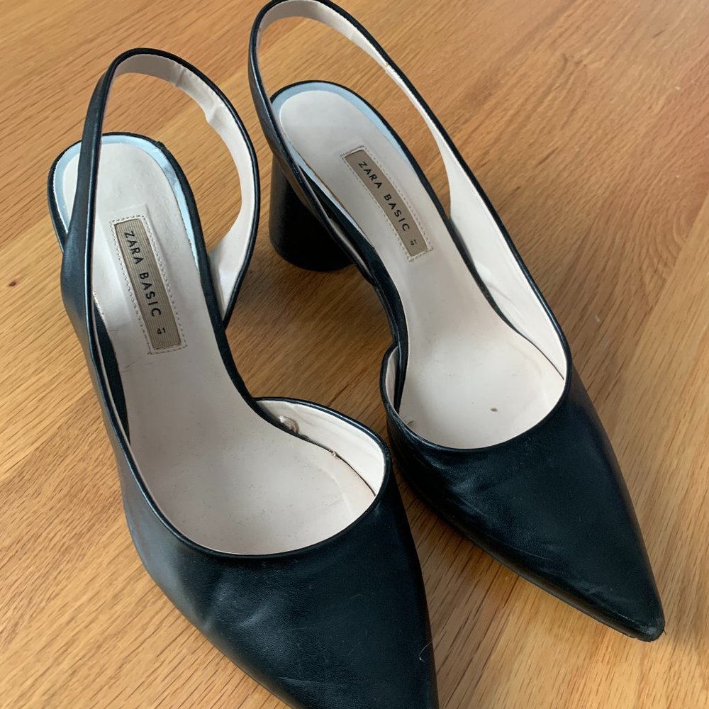 Zara Pointed Toe Slingback Heels